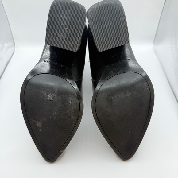 Marc Fisher Marela Black Leather Ankle Boots - Picture 4 of 9